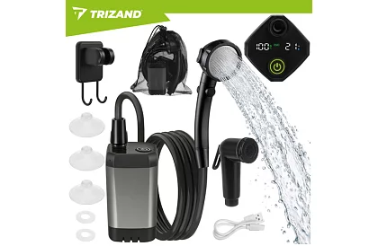 Kemping zuhany LCD-vel és 6000 mAh pumpával – újratölthető