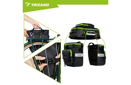 Kerékpártáska, 3 az 1-ben hátizsák - kerékpárra - 65 l