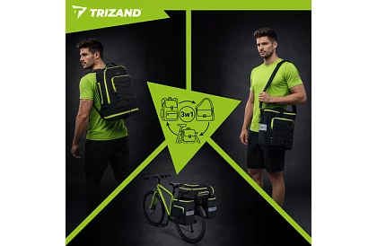 Kerékpártáska, 3 az 1-ben hátizsák - kerékpárra - 65 l