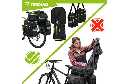 Kerékpártáska, 3 az 1-ben hátizsák - kerékpárra - 65 l