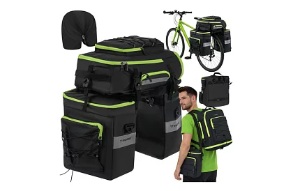 Kerékpártáska, 3 az 1-ben hátizsák - kerékpárra - 65 l