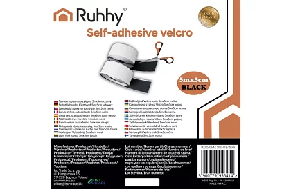 Öntapadó tépőzár 5 x 500 cm – fekete