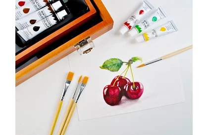 Művészeti készlet festéshez fából készült tokban – 177 darab