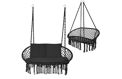 Kerti kétszemélyes fekete hinta Stork's Nest + párnák