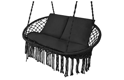 Kerti kétszemélyes fekete hinta Stork's Nest + párnák