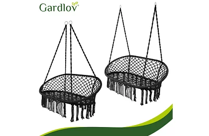 Kerti kétszemélyes fekete hinta Stork's Nest + párnák