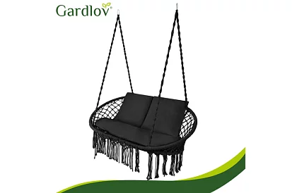 Kerti kétszemélyes fekete hinta Stork's Nest + párnák