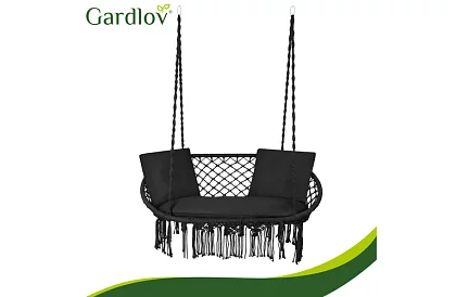 Kerti kétszemélyes fekete hinta Stork's Nest + párnák