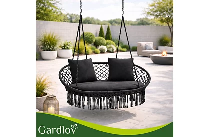 Kerti kétszemélyes fekete hinta Stork's Nest + párnák