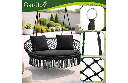 Kerti kétszemélyes fekete hinta Stork's Nest + párnák