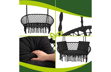 Kerti kétszemélyes fekete hinta Stork's Nest + párnák