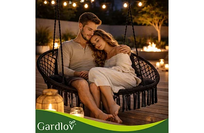 Kerti kétszemélyes fekete hinta Stork's Nest + párnák