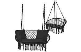 Kerti kétszemélyes fekete hinta Stork's Nest + párnák