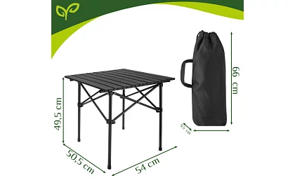 Összecsukható fekete kerti asztal – asztal erkélyre, teraszra