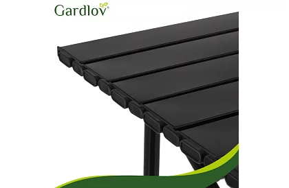 Összecsukható fekete kerti asztal – asztal erkélyre, teraszra