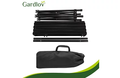 Összecsukható fekete kerti asztal – asztal erkélyre, teraszra