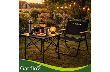 Összecsukható fekete kerti asztal – asztal erkélyre, teraszra