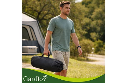 Összecsukható fekete kerti asztal – asztal erkélyre, teraszra