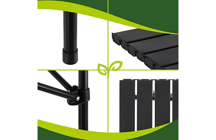 Összecsukható fekete kerti asztal – asztal erkélyre, teraszra