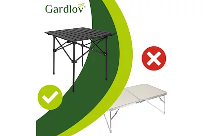 Összecsukható fekete kerti asztal – asztal erkélyre, teraszra