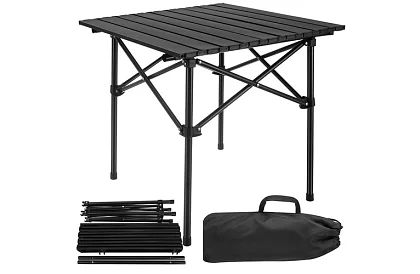 Összecsukható fekete kerti asztal – asztal erkélyre, teraszra