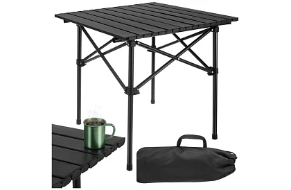 Összecsukható fekete kerti asztal – asztal erkélyre, teraszra