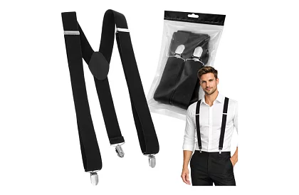 Férfi elasztikus nadrágszíjak – fekete 3,5 cm széles nadrágszíjak