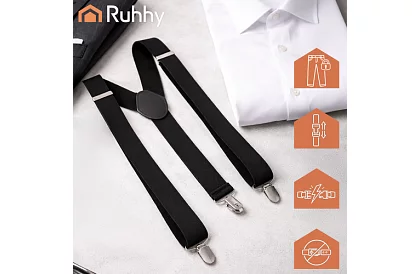 Férfi elasztikus nadrágszíjak – fekete 3,5 cm széles nadrágszíjak