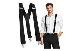 Férfi elasztikus nadrágszíjak – fekete 3,5 cm széles nadrágszíjak