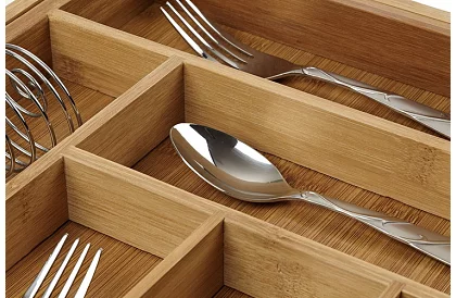 Bambusz fiókos szervező – állítható evőeszköztartó