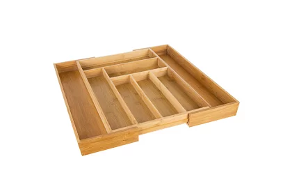 Bambusz fiókos szervező – állítható evőeszköztartó