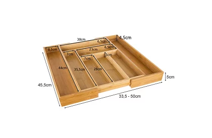 Bambusz fiókos szervező – állítható evőeszköztartó