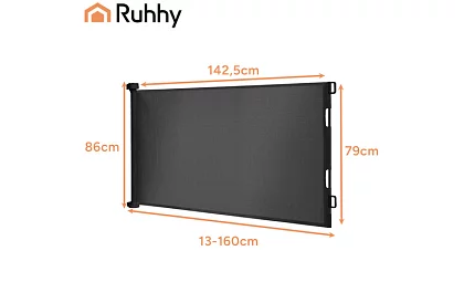 Kihúzható biztonsági redőny ajtóra – szürke - 160 cm