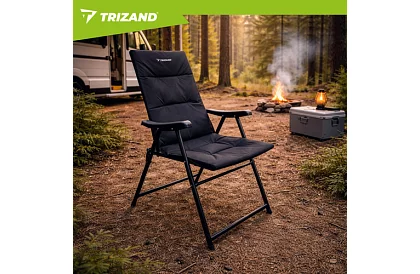 Összecsukható kemping párnázott szék 59x70x91 cm - fekete
