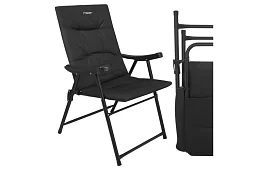 Összecsukható kemping párnázott szék 59x70x91 cm - fekete
