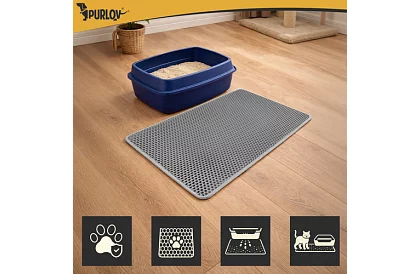 Macska WC elé helyezhető szennytartó szőnyeg 75 x 55 cm - szürke