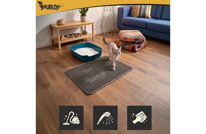 Macska WC elé helyezhető szennytartó szőnyeg 75 x 55 cm - szürke