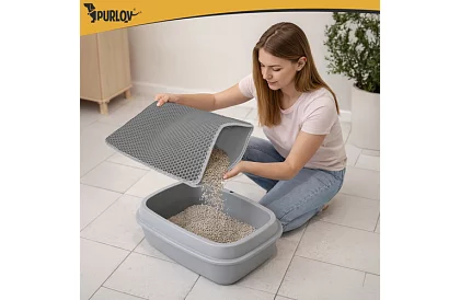 Macska WC elé helyezhető szennytartó szőnyeg 60 x 45 cm – szürke