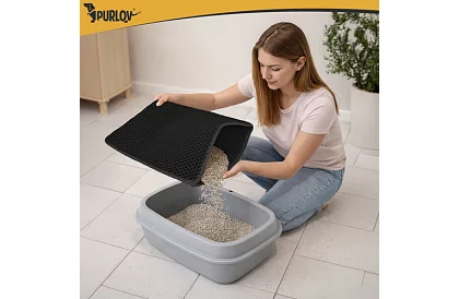 Macska WC aláfólia, amely megakadályozza a szennyeződéseket 60 x 45 cm – fekete