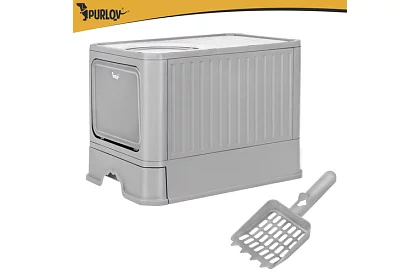 Zárt macska toalett 50×36×38 cm fiókkal és lapáttal