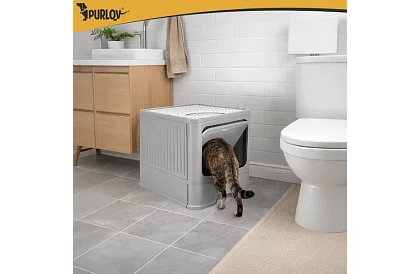Zárt macska toalett 50×36×38 cm fiókkal és lapáttal