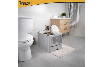 Zárt macska toalett 50×36×38 cm fiókkal és lapáttal