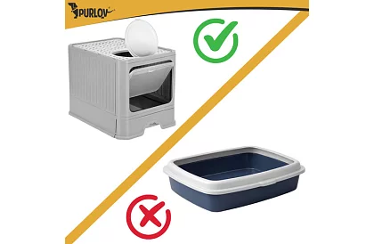 Zárt macska toalett 50×36×38 cm fiókkal és lapáttal