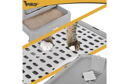 Zárt macska toalett 50×36×38 cm fiókkal és lapáttal