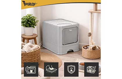 Zárt macska toalett 50×36×38 cm fiókkal és lapáttal