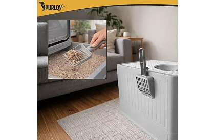 Zárt macska toalett 50×36×38 cm fiókkal és lapáttal