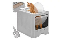 Zárt macska toalett 50×36×38 cm fiókkal és lapáttal