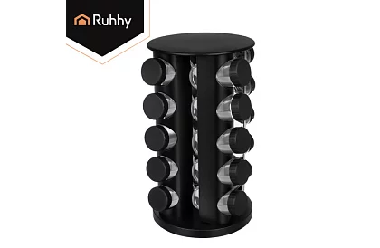 Forgatható fűszertartó állvány + 20 darabos fűszerdoboz készlet