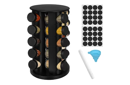 Forgatható fűszertartó állvány + 20 darabos fűszerdoboz készlet