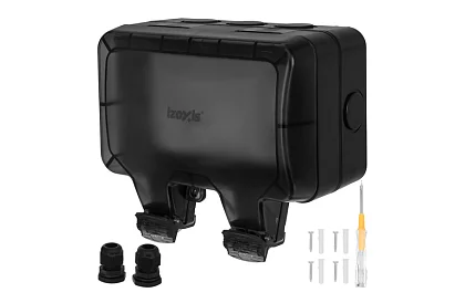 Vízálló kültéri dupla aljzat fedéllel - IP66, 230V, 16A